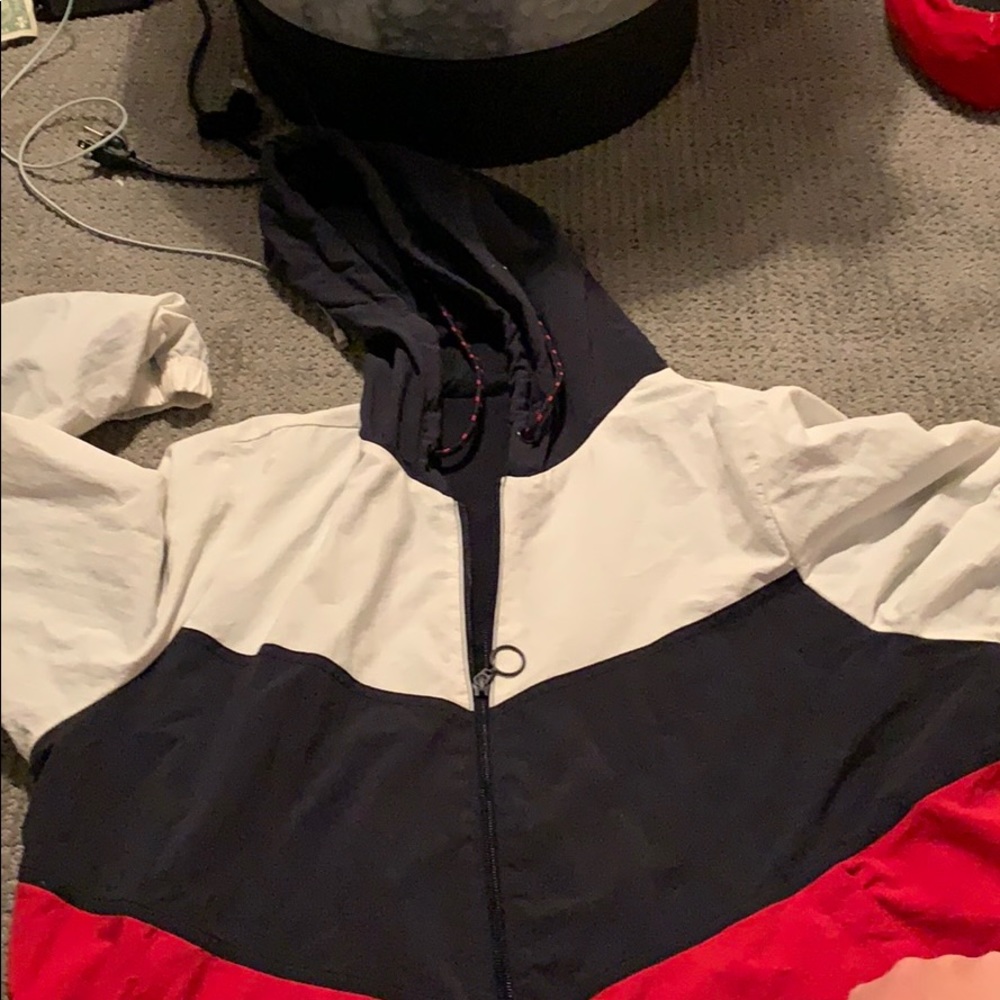 A red white navy jacket